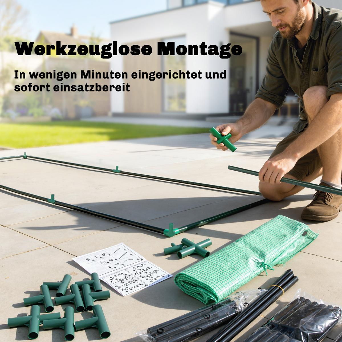 GEWÄCHSHAUS PE Stahl Grün - Grün, Metall (68/200/170cm) - Outsunny