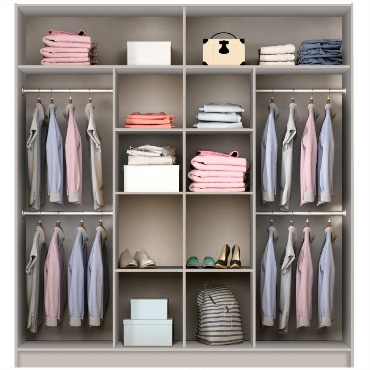 SCHWEBETÜRENSCHRANK Perla mit 2 Türen und Spiegel, 200 cm, Sandbeige - Sandfarben, Holzwerkstoff (200/210/65cm) - Beautysofa