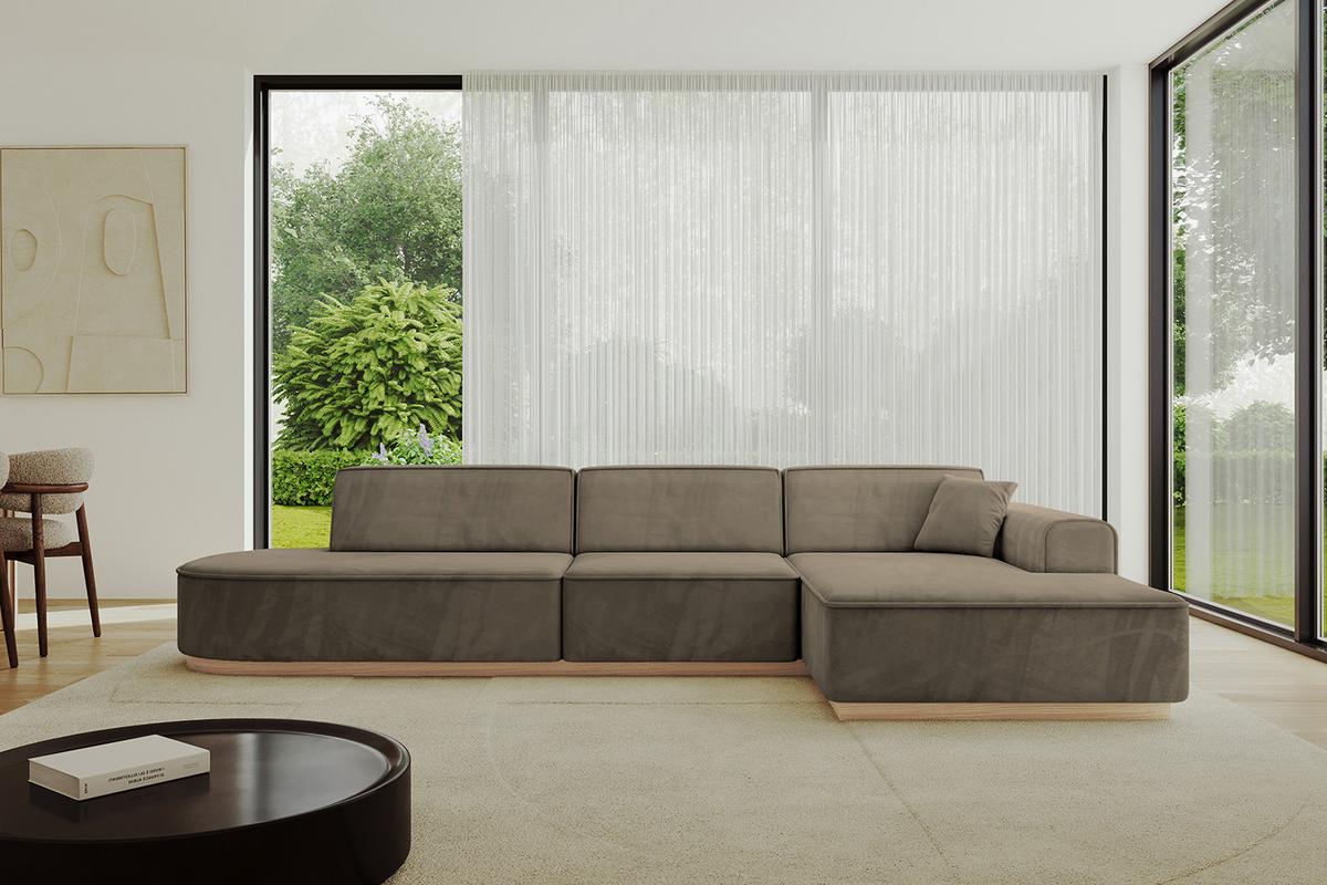 ECKSOFA Ottomane Rechts IREA-L2 - 328x171x83 cm Braun - Braun, Holzwerkstoff/Textil (171/328cm) - ALTDECOR
