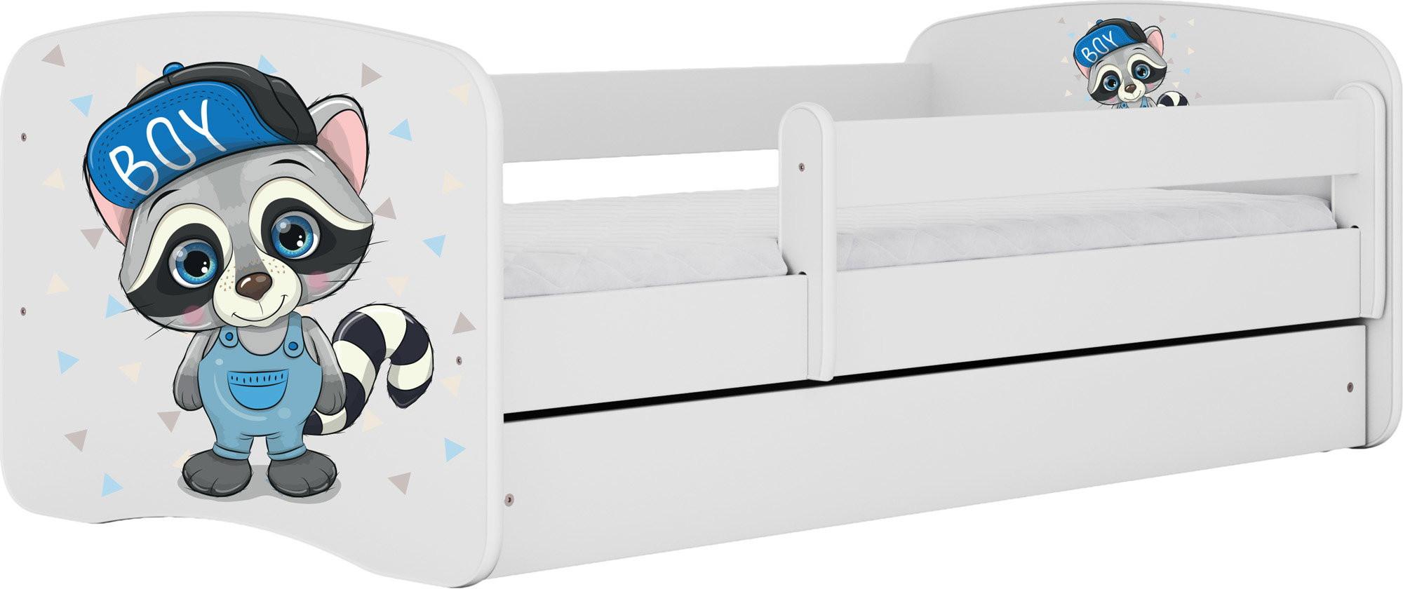 KINDERBETT Emily mit Schublade und Matratze, Weiß 70x140cm - Blaugrau, Holzwerkstoff (140/70cm) - WFL GROUP