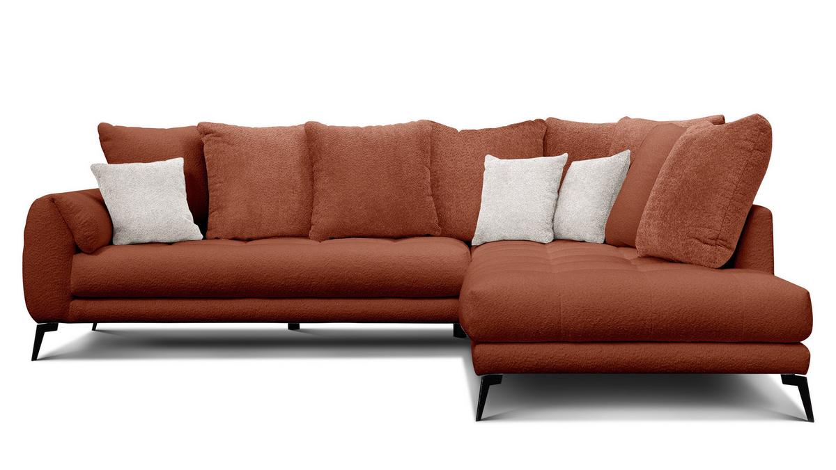 ECKSOFA CALME 5-Sitzer, dunkelorange - Dunkelorange/Schwarz, Holz/Textil (294/229cm) - Wozimo