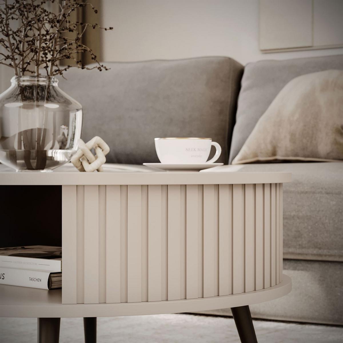 RUNDER Couchtisch IVY - Beige, Holzwerkstoff (76/44/76cm) - Lookway