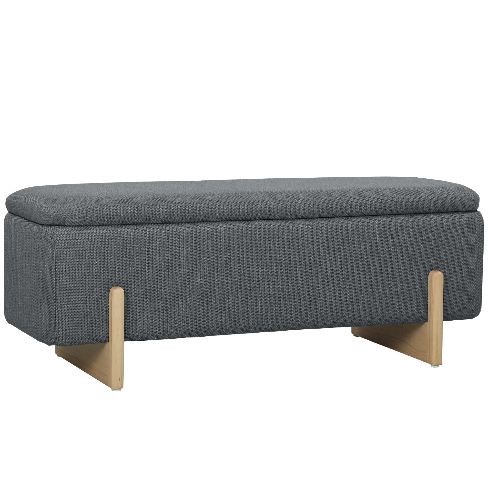 SITZBANK Polyester Kautschukholz Dunkelgrau - Dunkelgrau, Holz/Textil (44/44.5/111cm) - HOMCOM