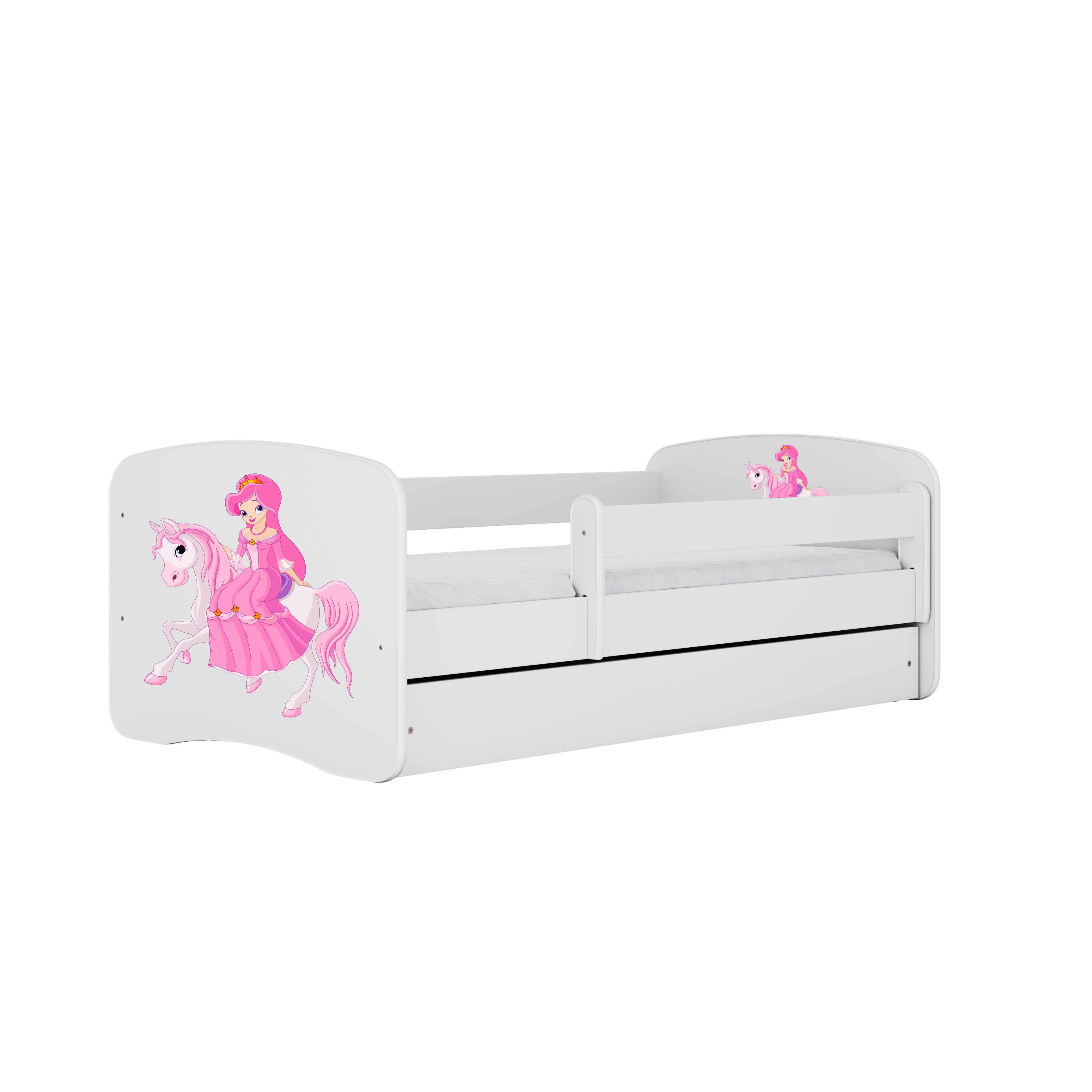 KINDERBETT Prinzessin zu Pferd mit Schublade und Matratze 140/70 - Weiß, Holzwerkstoff (70/140cm) - RAUMHIRSCH FURNITURE