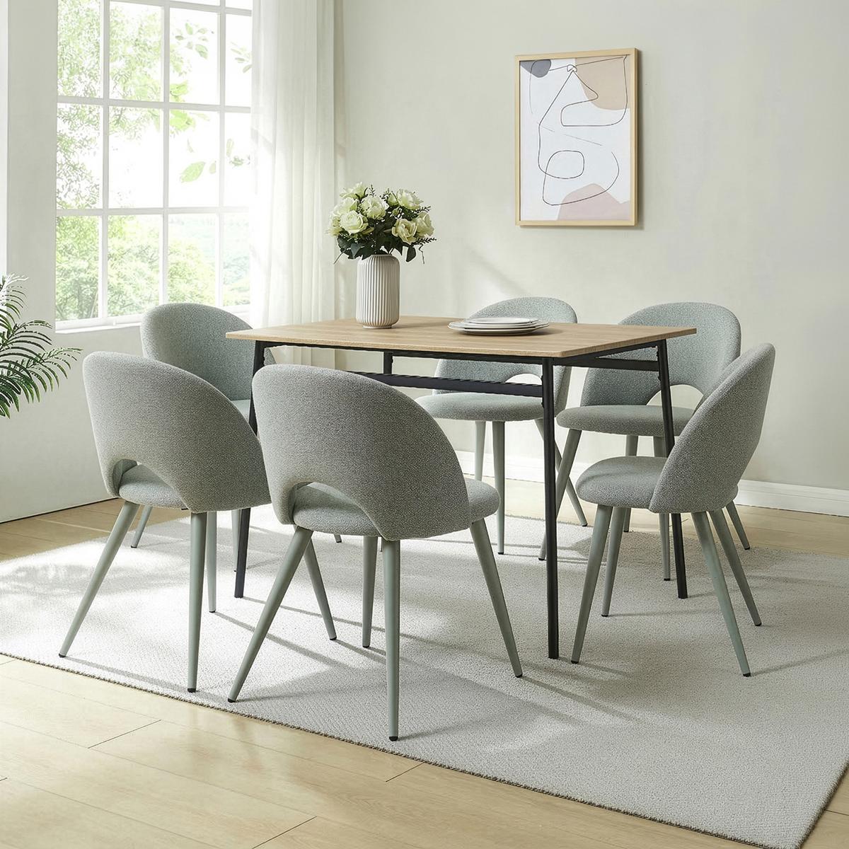 ESSZIMMERSTUHL-SET 6 TLG. Karijoki - Hellgrün/Grün, Textil/Metall (50/77/55cm) - [en.casa]
