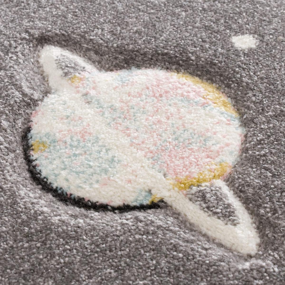 KINDERTEPPICH, mit Weltraum-Motiv, aus Polypropylen, Grau, 133 x 133 cm - Grau, Textil (133/133cm) - KADIMA DESIGN