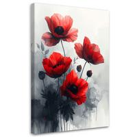 LEINWANDBILDER, Rote zarte Blumen - Rot, Textil (20/30cm) - Feeby