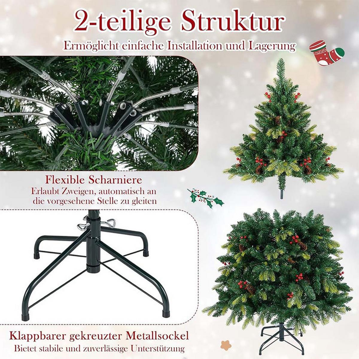 WEIHNACHTSBAUM mit 250 APP-gesteuerten RGB-Lichtern 150cm Grün - Grün, Metall (150cm) - COSTWAY