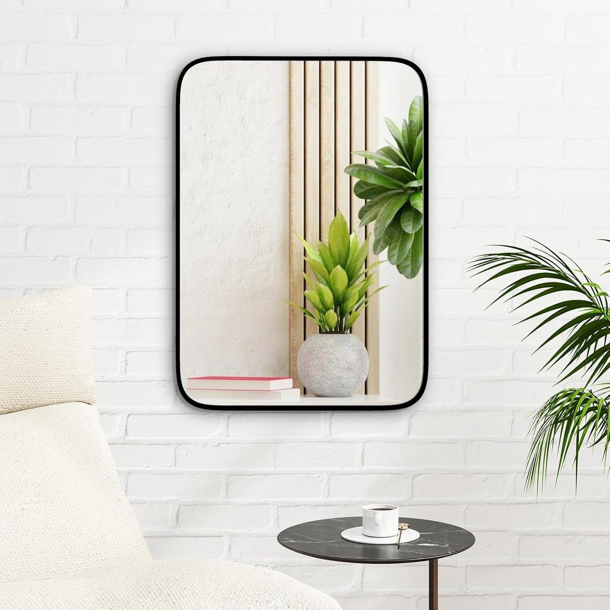 WANDSPIEGEL rechteckig schwarz - Schwarz, Glas (70/2/50cm) - COSTWAY