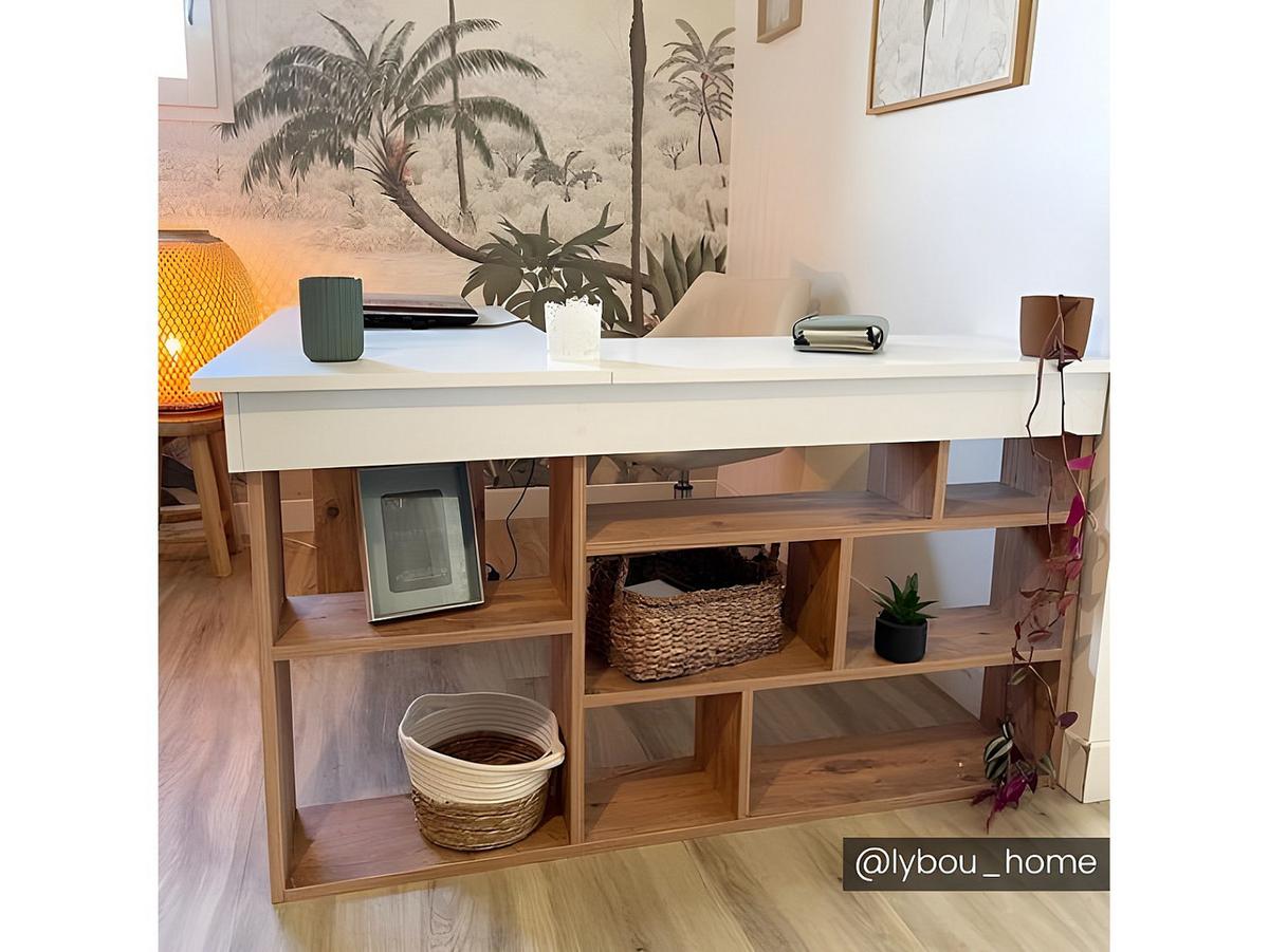 SCHREIBTISCH mit Aufbewahrungsregalen Holzdekor Kiefer 129/120/72 cm - Apfelbaumfarben, Holz/Holzwerkstoff (129/120/72cm) - Calicosy