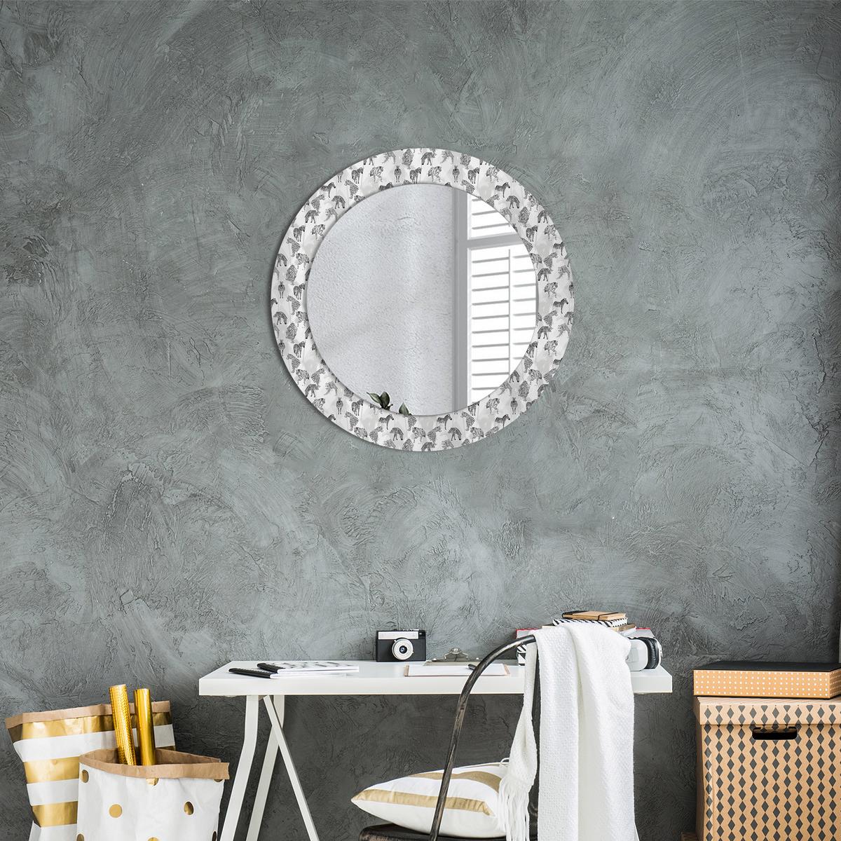 SPIEGEL Rund Ø 60 cm mit Aufdruck - Schwarz, Glas (60/60/0.4cm) - Wallfluent