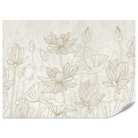 FOTOTAPETE für Wohnzimmer Linienzeichnung Blumen Pflanzen Natur 100x70 - Beige, Papier (100/70cm) - Muralo