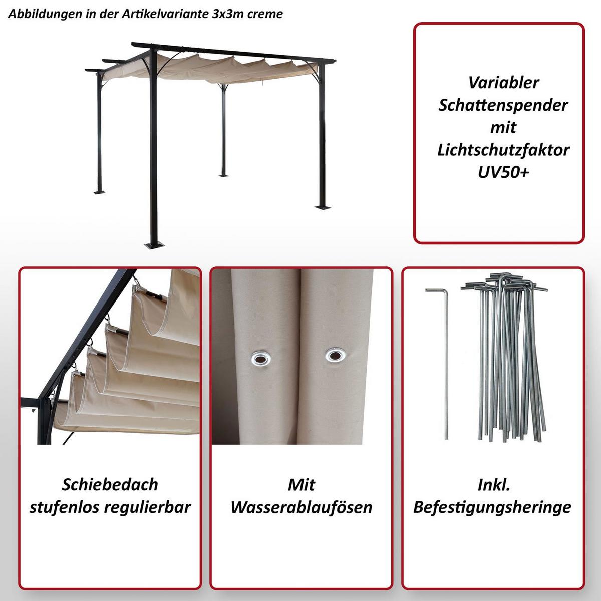 PERGOLA Taupe, Braun - Taupe/Braun, Metall (300/232/300cm) - MCW