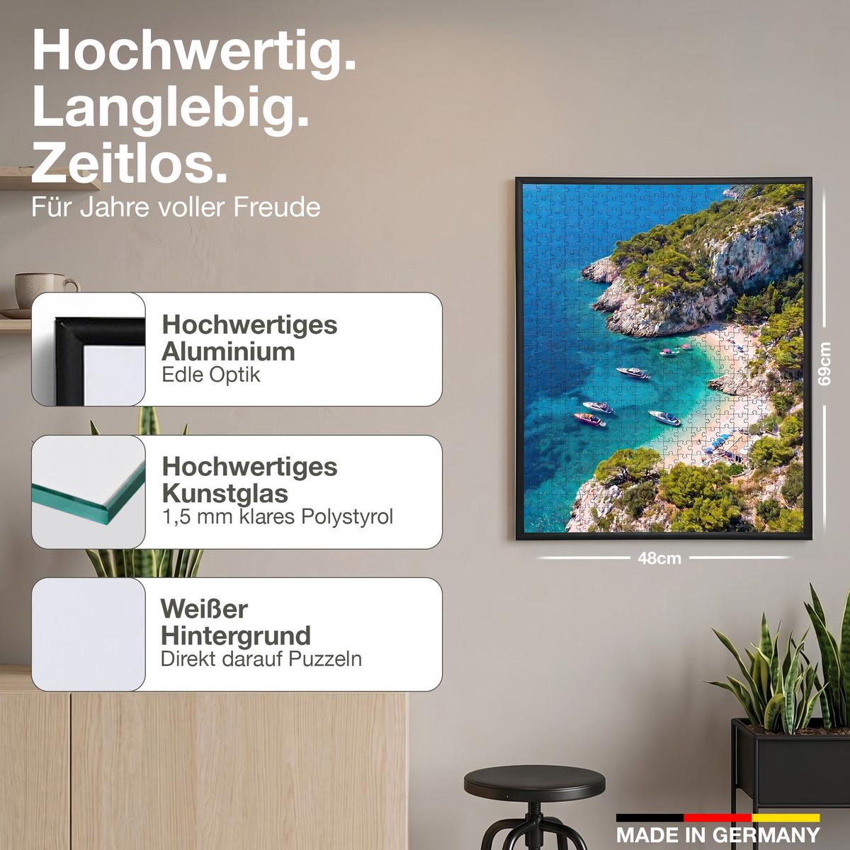 PUZZLERAHMEN 48/69 cm Aluminium Schwarz - Schwarz, Metall (48/69/1.6cm) - K-Möbel