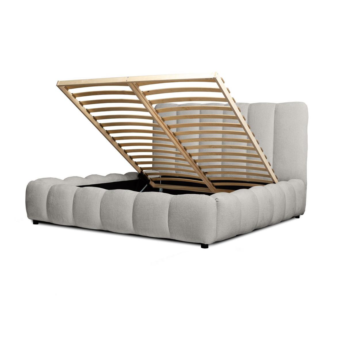 POLSTERBETT Heda Komplettset - Hellgrau, Holzwerkstoff/Textil (180/200cm) - Fun Möbel