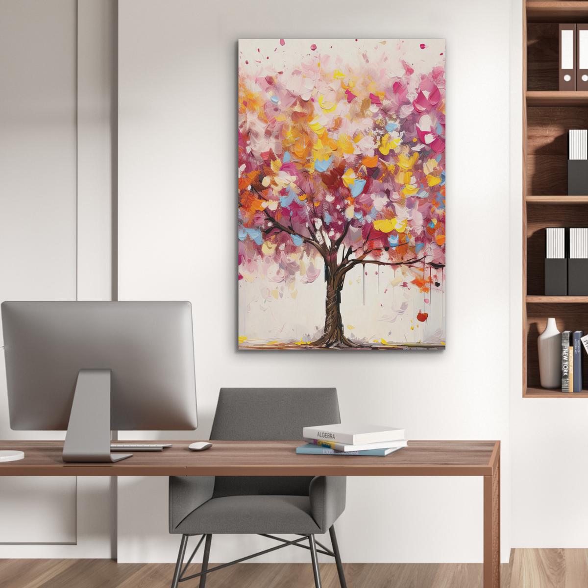 AKUSTIKBILD Aquarell - Baum - Kunst - Abstrakt Wanddeko 70x100 cm - Multicolor, Kunststoff (70/100/0.9cm) - MuchoWow