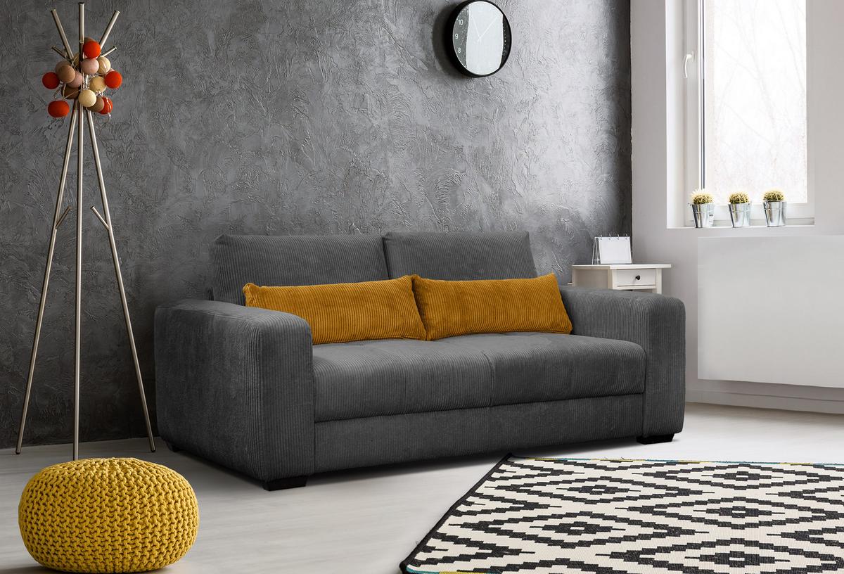 SOFA OLI 3-Sitzer, dunkelgrau - Dunkelgrau, Holz/Textil (208/91/108cm) - Wozimo
