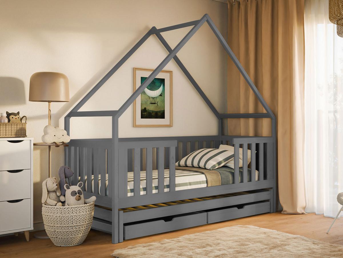 HAUSBETT Magic - Grau, Holz (90/200cm) - MIRJAN24