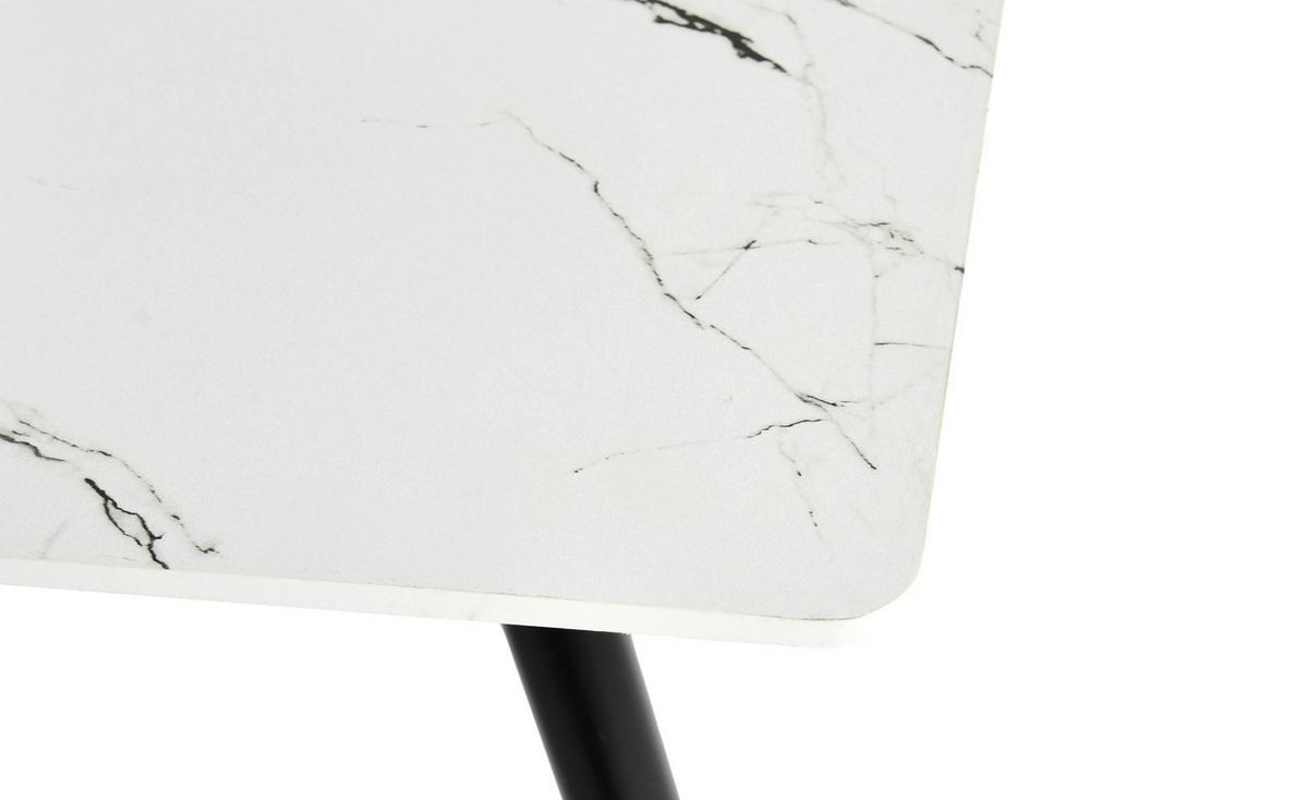 ESSTISCH 110/70/75 cm Rechteckige weiße Marmoroptik - Schwarz, Holz/Metall (70/110/75cm) - Urban Meuble
