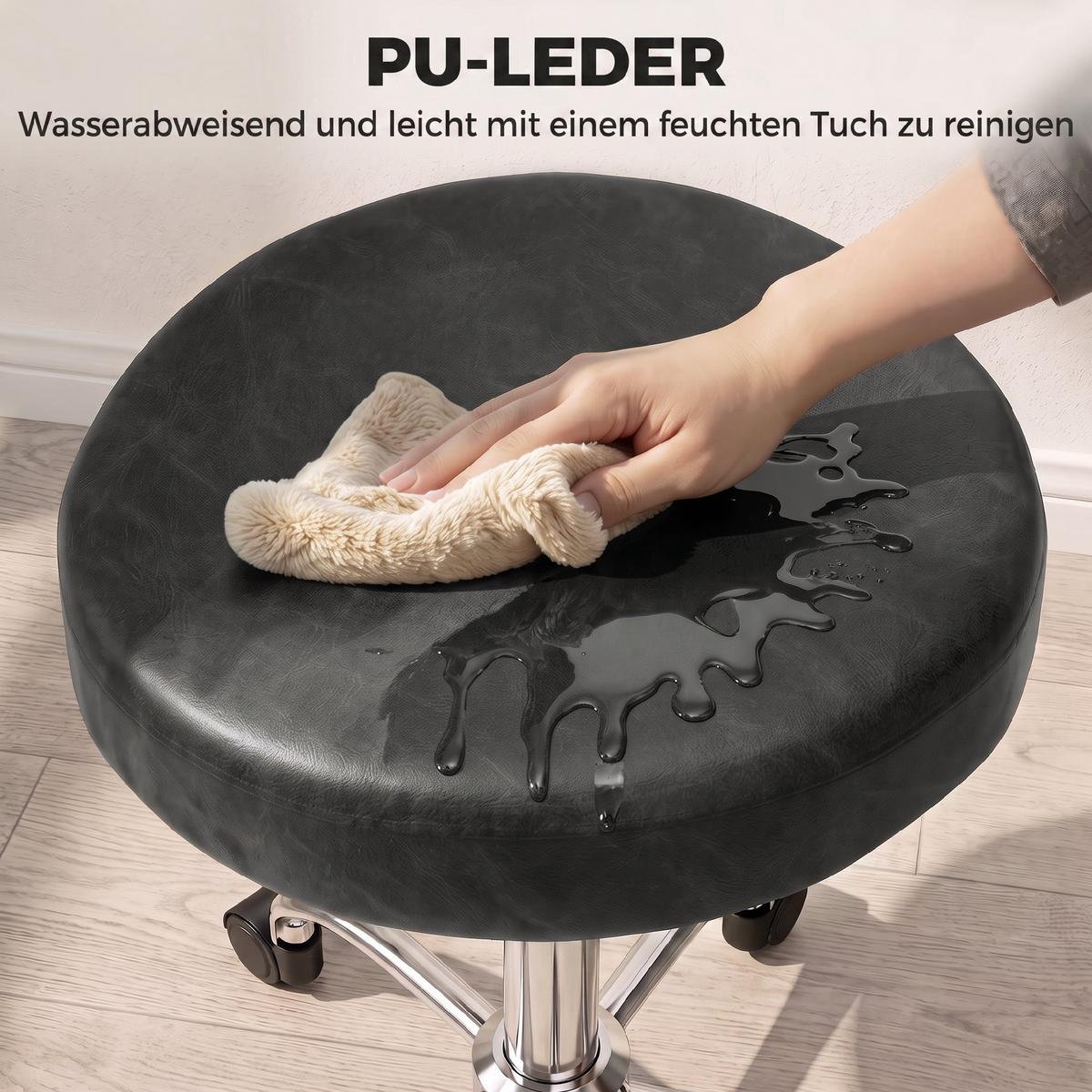 SALONHOCKER PU Metall Schwarz - Chromfarben/Schwarz, Leder/Metall (34.5/67.5/39cm) - HOMCOM