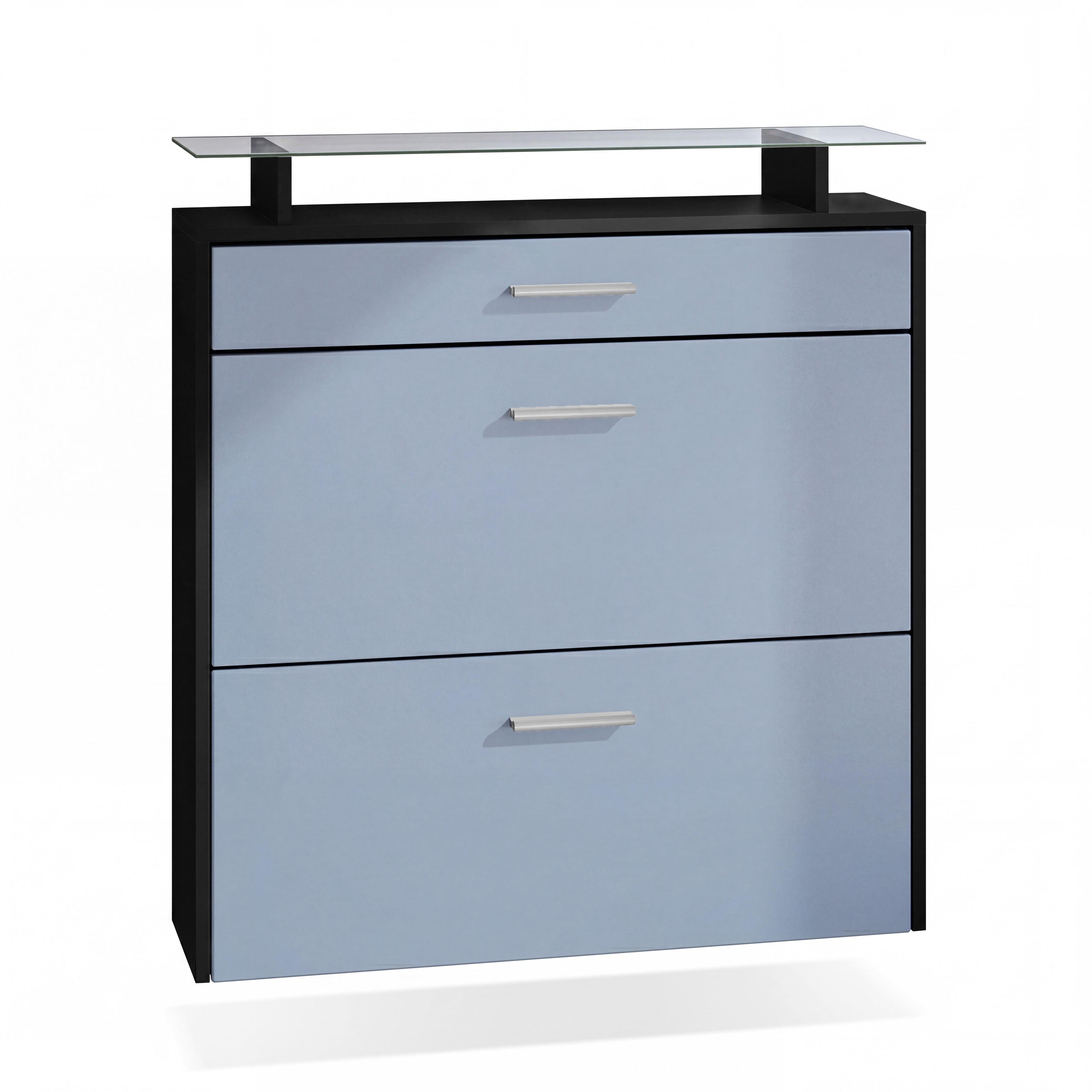 SCHUHSCHRANK Malea Front in Denim - Pastellblau, Holzwerkstoff (89/96/23cm) - Vladon