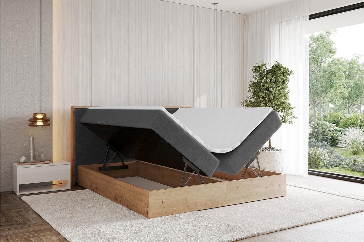 BOXBETT LOLLI9 - 160x200 - H4 Dunkelgrau - Graphitfarben, Holzwerkstoff (160/200cm) - ALTDECOR