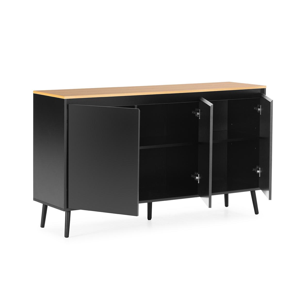 SIDEBOARD Desi 3 türen schwarze Farbe - Schwarz, Holzwerkstoff (140/80/40cm)