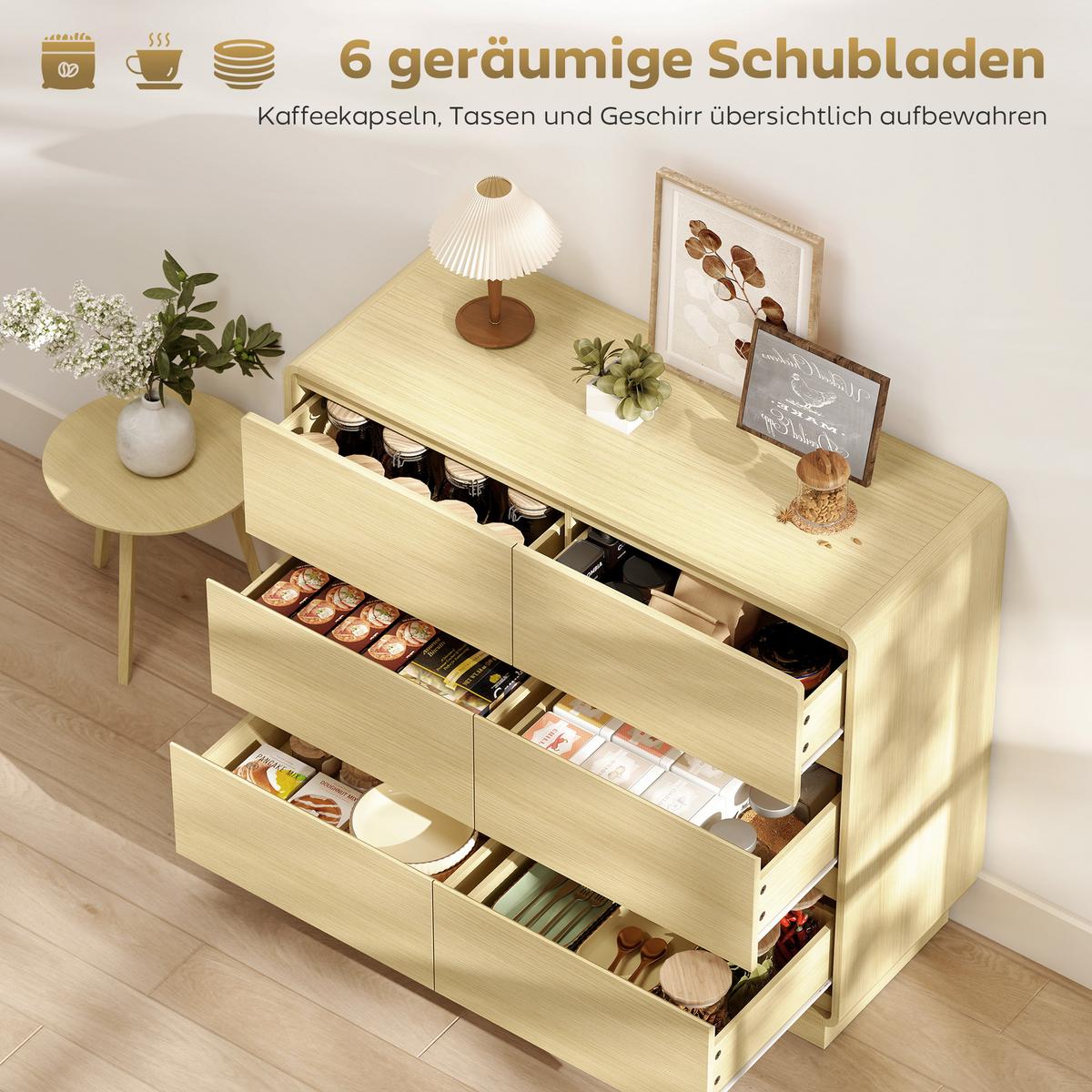 SIDEBOARD MDF Naturholz - Naturfarben, Holzwerkstoff (38/86/100cm) - HOMCOM