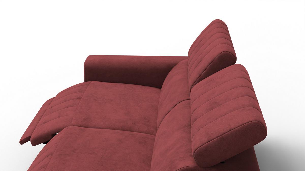 RELAXSOFA NORDEL 3-Sitzer, bordeaux - Bordeaux/Schwarz, Holz/Textil (194/80/105cm) - Wozimo