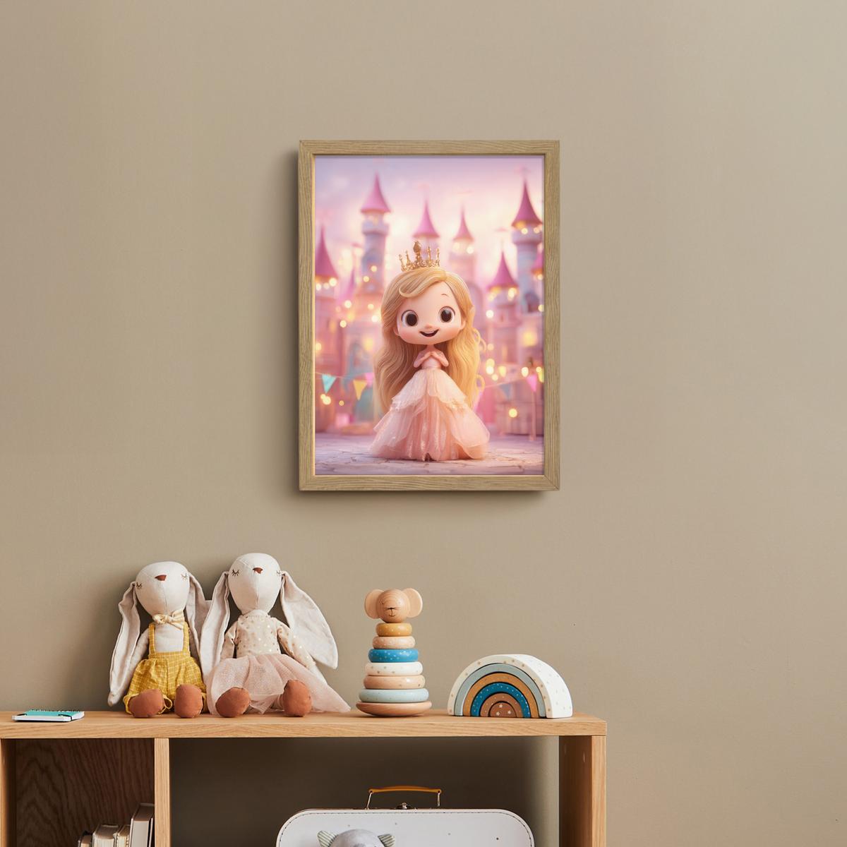 WANDLEUCHTE MIT AKKU Prinzessin - Rosa - Schloss 30x40 cm - Rosa, Holzwerkstoff (30/40/8cm) - OnlyWow