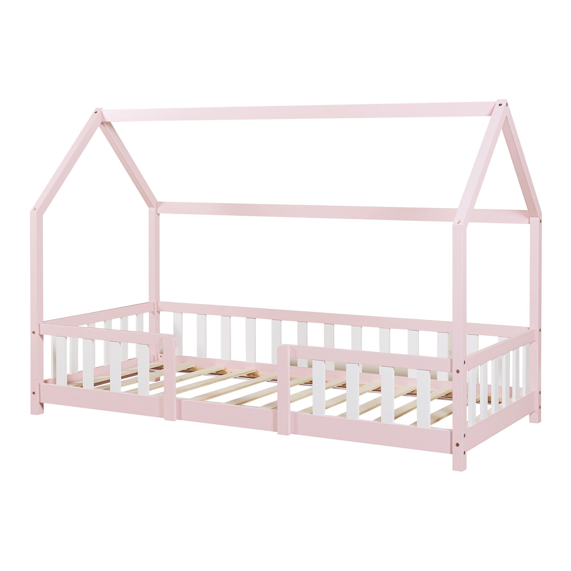 HAUSBETT Sisimiut - Pink/Weiß, Holz (90/200cm) - [en.casa]