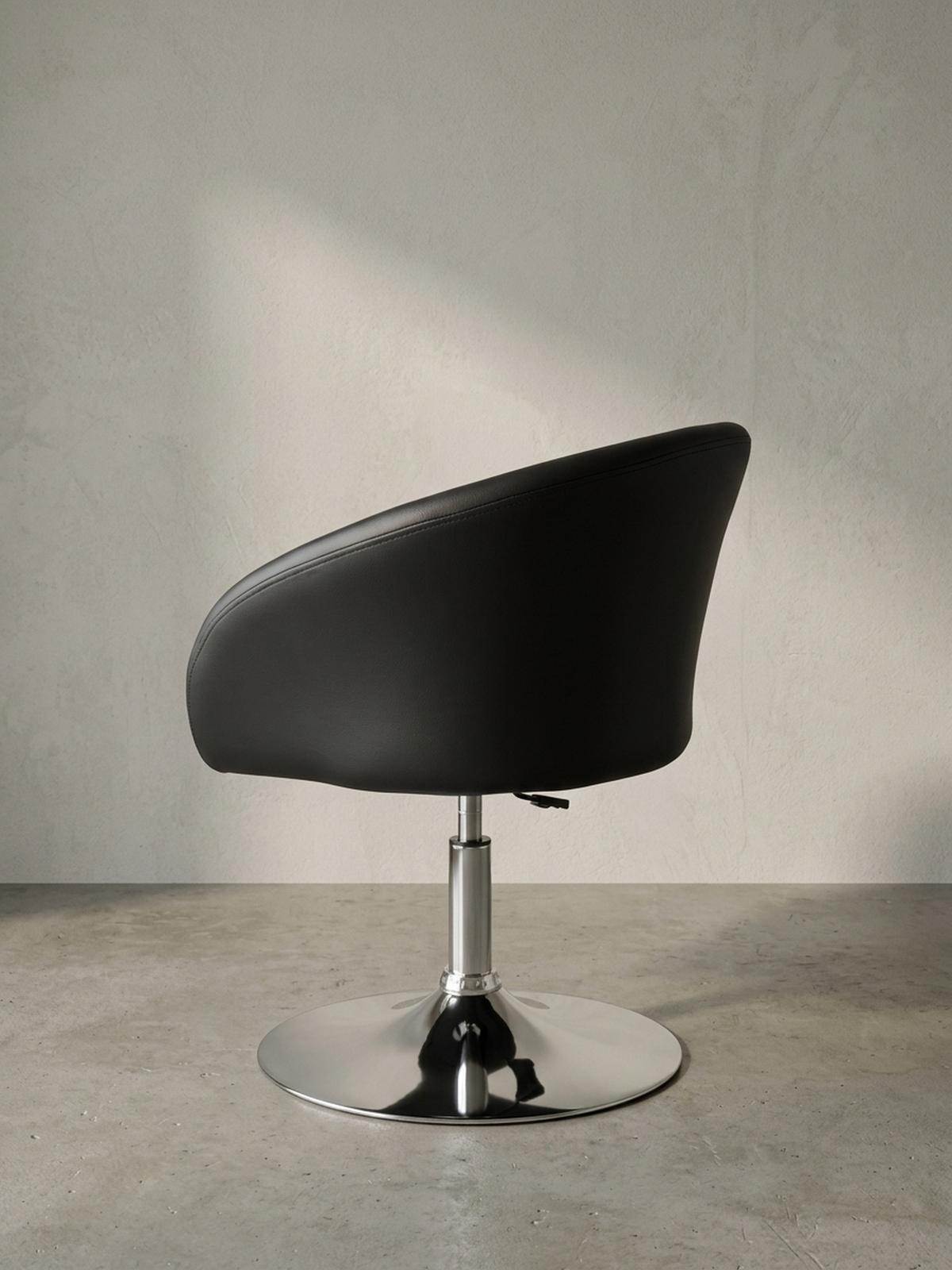 LOUNGESESSEL verstellbare Sitzhöhe mit Trompetenfuß Retro LIFT , Schwarz 62x55x84 cm - Silberfarben/Schwarz, Kunststoff/Textil (62/84/55cm) - KADIMA DESIGN
