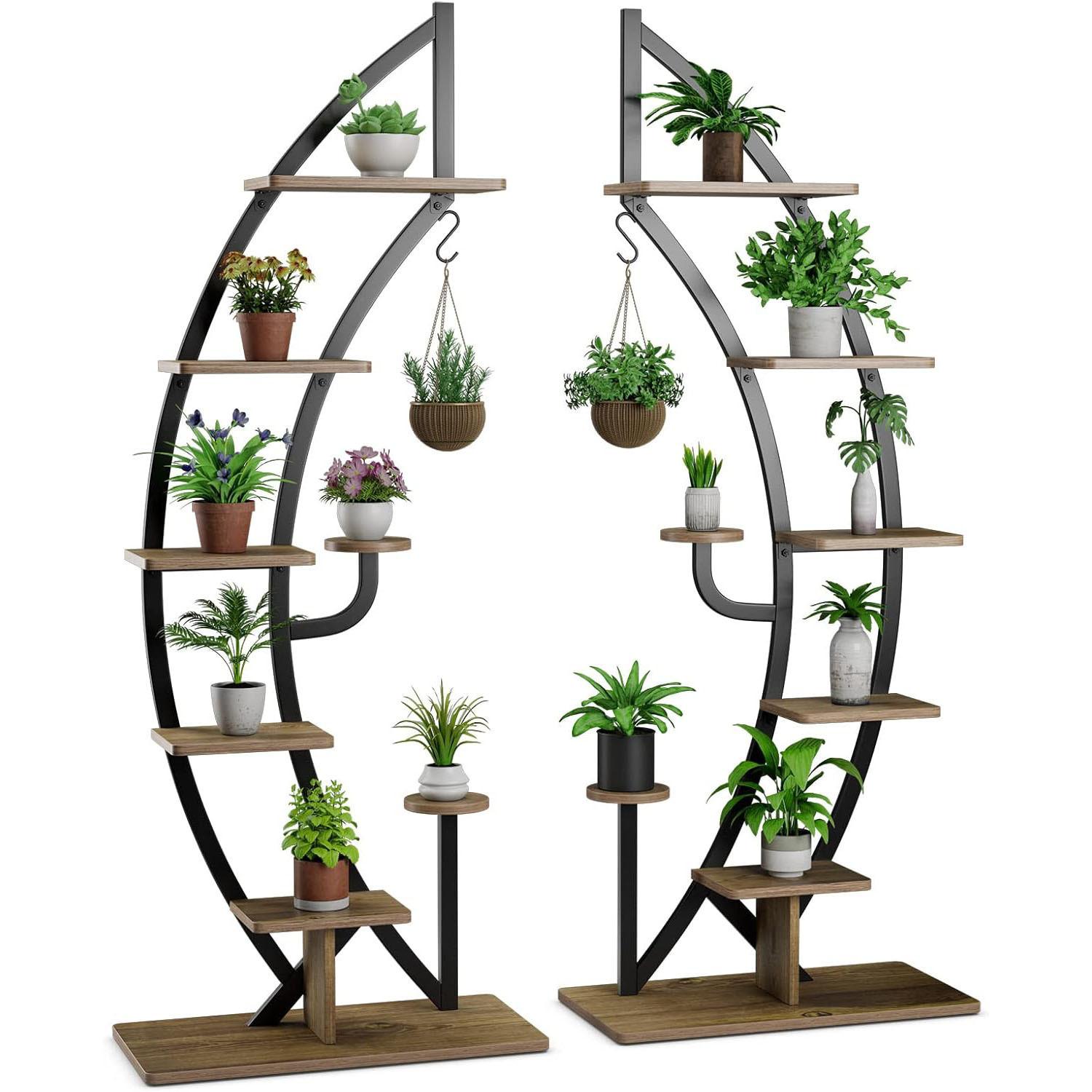 BLUMENSTÄNDER Braun - Braun, Holz (60/155/30cm) - COSTWAY