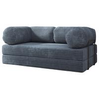 BETTSOFA ALVIO aus Schaumstoff Kordstoff Grau Schlaffunktion - Blaugrau, Textil (170/68/80cm) - MASSENO