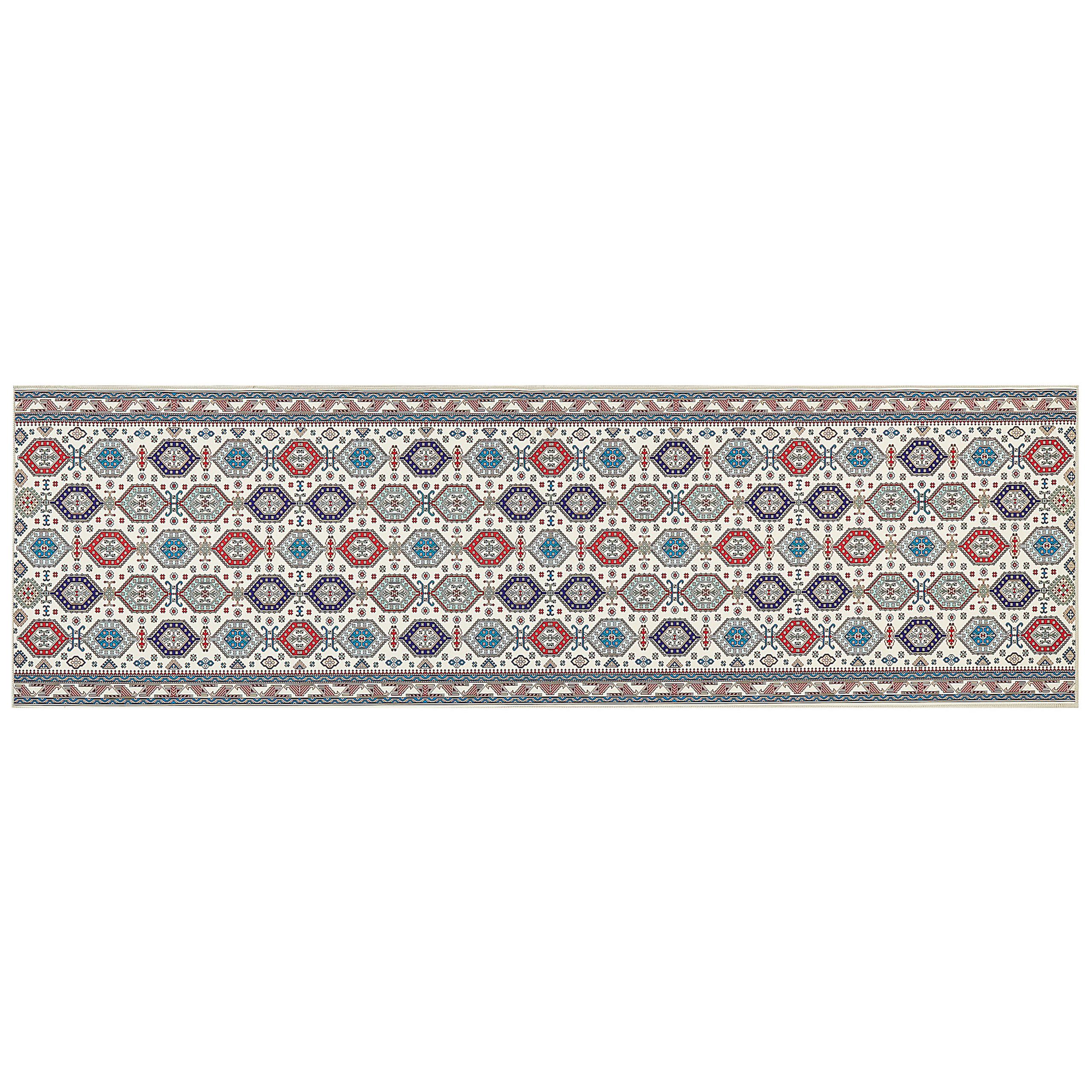 KURZFLOR-TEPPICH Bunt 60/200 cm Hacilar - Blau/Beige, Textil (60/200cm) - Beliani