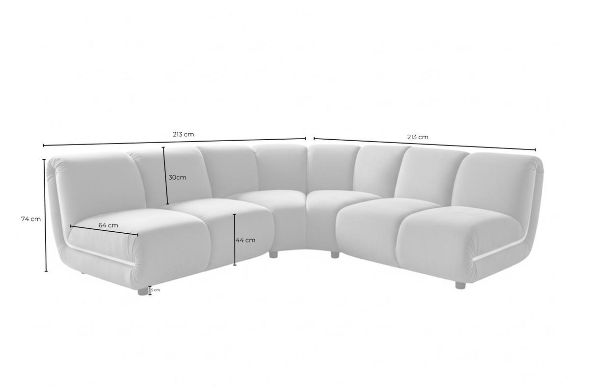 MODULSOFA LAYLA Taupe Velvet - Taupe/Schwarz, Buchenholz/Textil (213/213cm) - KAWOLA