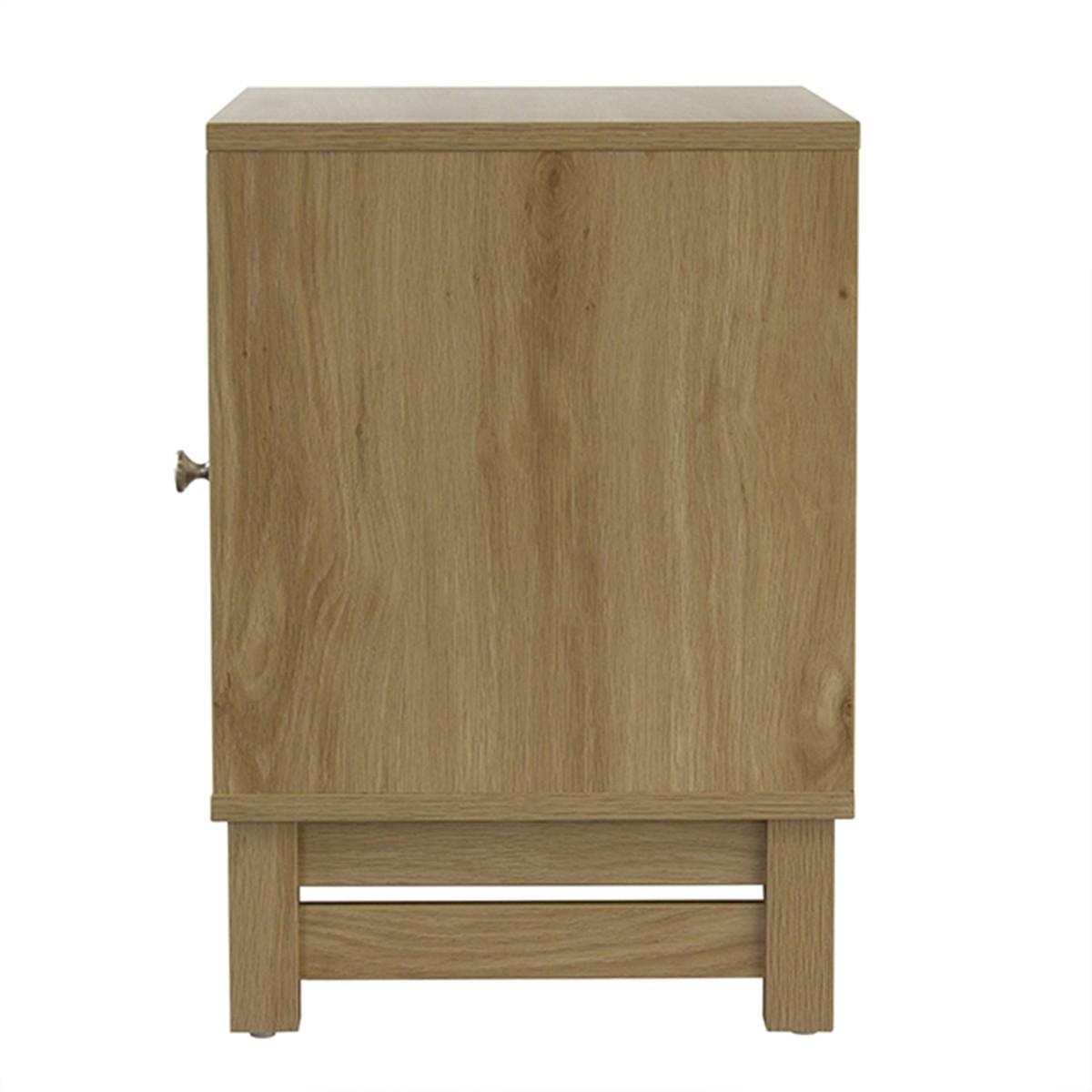 NACHTTISCH mit 1 Tür Rattanimitat - Eschefarben, Holzwerkstoff (35/50/35cm) - Calicosy