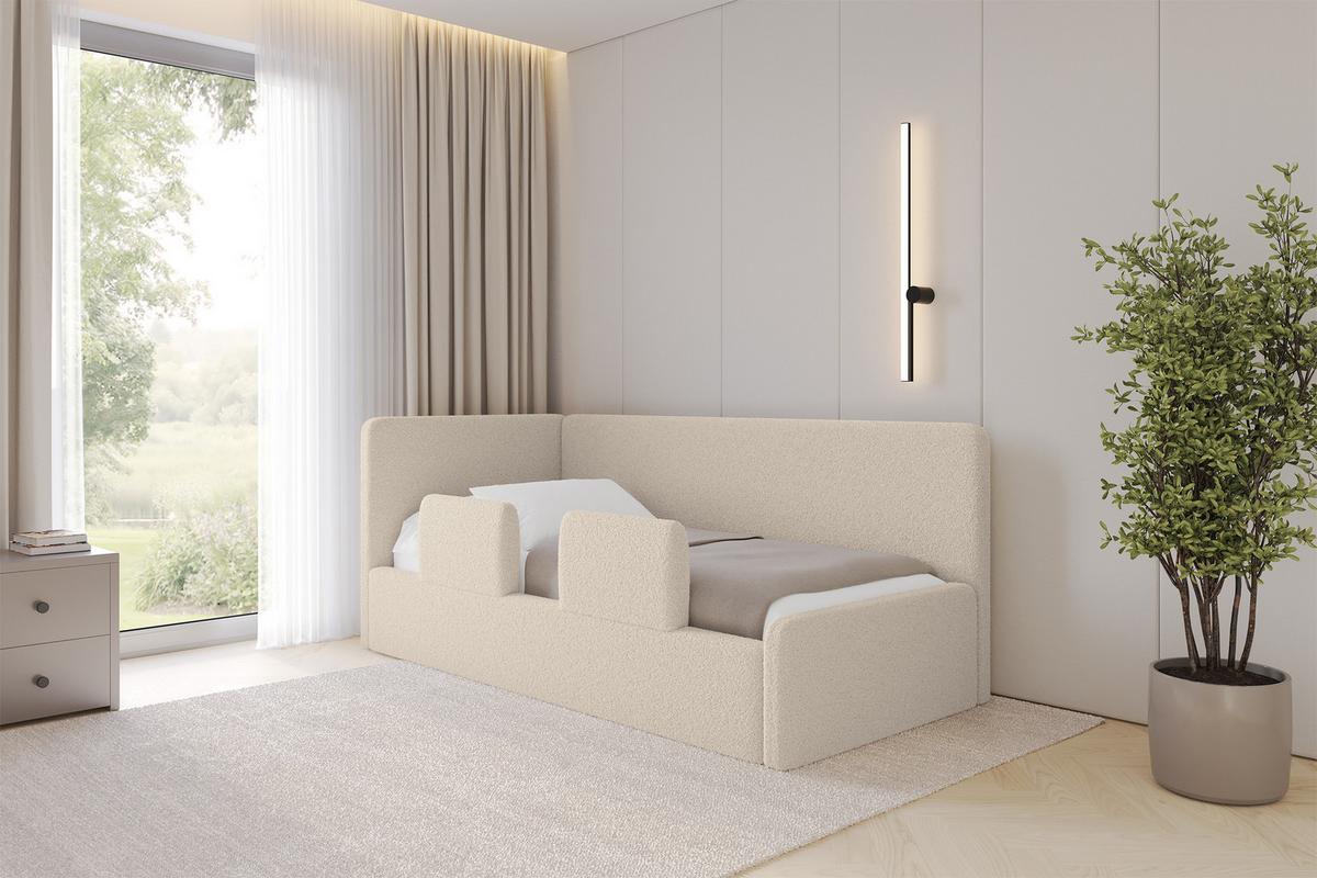EINZELLBETT Jugendbett mit Bettkasten, Rechts - NORY 80x200 Dunkelbeige - Taupe, Holzwerkstoff/Textil (80/200cm) - ALTDECOR