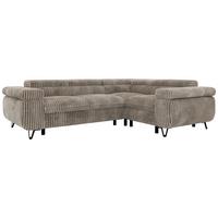 ECKSOFA ORSO L Hellbraun Cord - Rechts Seite - Hellbraun/Schwarz, Textil/Metall (268/197cm) - MKS