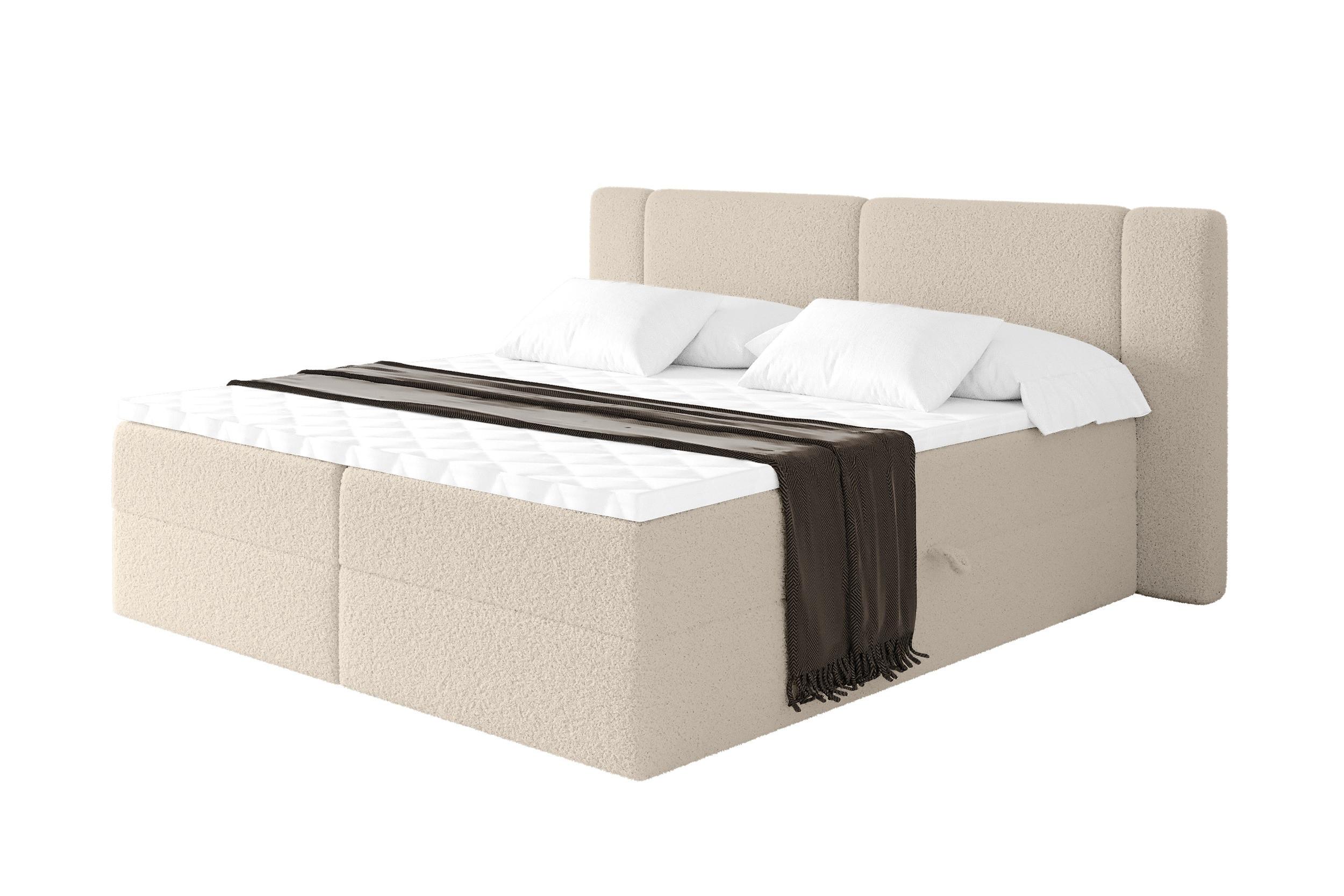 BOXBETT mit Matratze H3 - EVON - 200x200 cm Dunkelbeige - Cappuccino, Holzwerkstoff (200/200cm) - ALTDECOR
