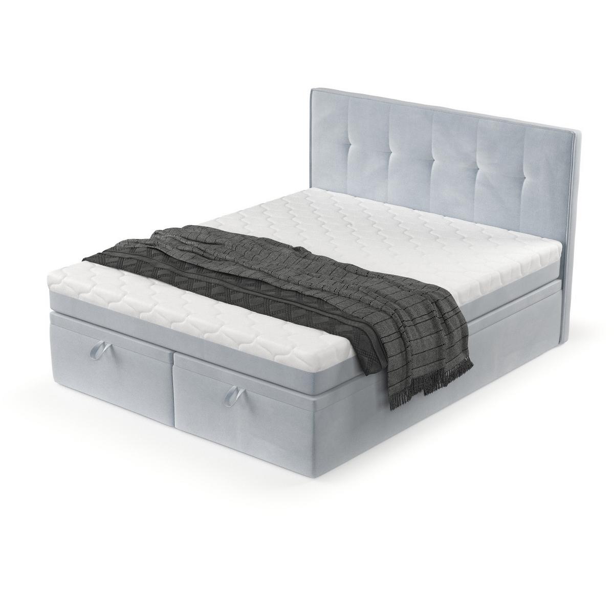 BOXBETT Arivo 180/200 cm Hellgrau im Paros Stoff - Hellgrau/Schwarz, Holz/Holzwerkstoff (180/200cm) - AltaBeds