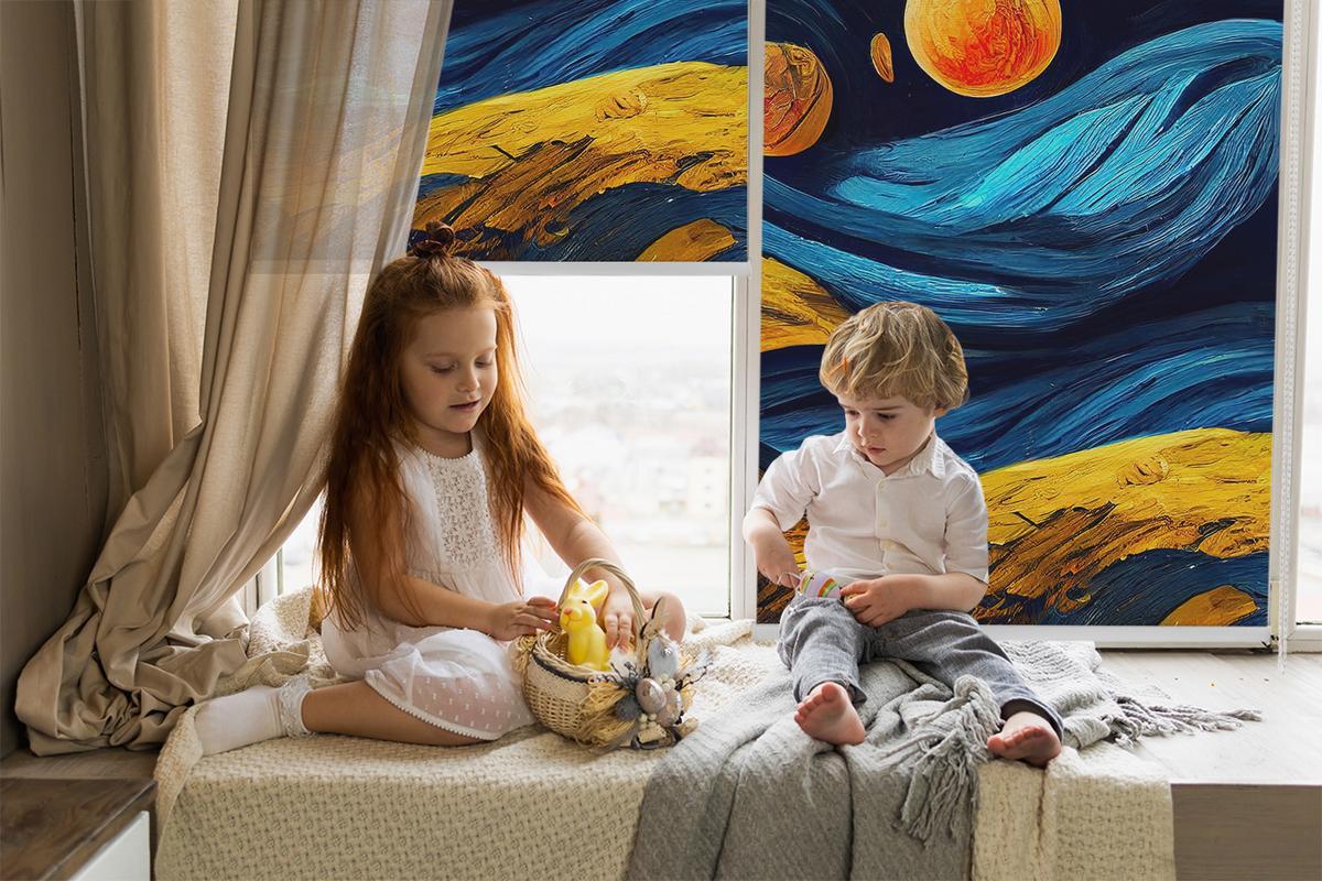 INNENROLLO - Fensterrollo - Rollo - 80x180 cm - Planeten - Dunkelblau, Kunststoff (80/180/0.5cm) - TULUP