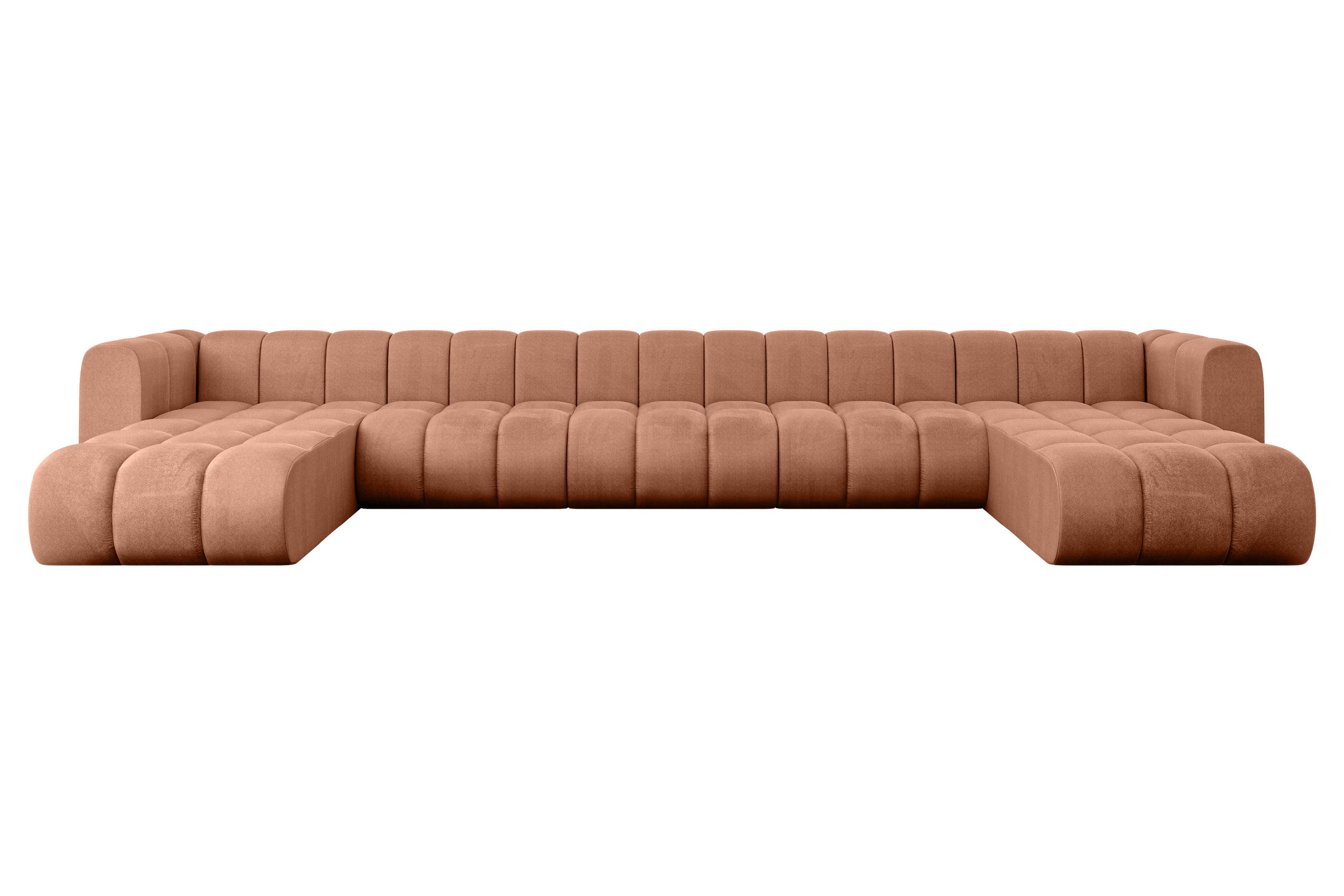 WOHNLANDSCHAFT modulares Sofa Joren-U3 - 501x177x70 cm Apricot - Koralle, Holzwerkstoff/Textil (501/70/177cm) - ALTDECOR