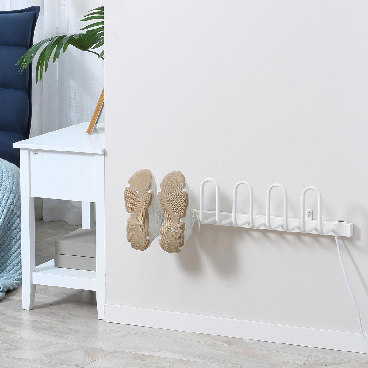 60 W Elektrischer Schuhtrockner für 3 Paar Schuhe Wandmontage Haushalt Weiß - Weiß, Metall (13/17/76cm) - HOMCOM