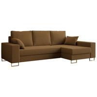 ECKSOFA Dorian Boucle Braun - Goldfarben/Braun, Textil/Metall (242/138cm) - MKS