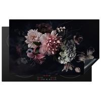 HERDABDECKPLATTE Blumen - Vintage - Pastell - Rosa - Weiß Ceranfeldabdeckung 85x52 cm - Altrosa, Kunststoff (85/52/0.2cm) - MuchoWow