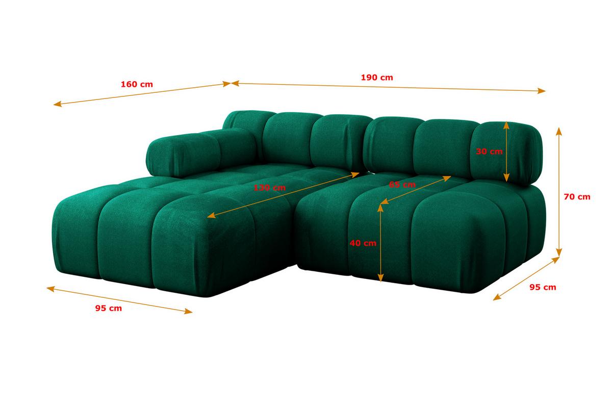 ECKSOFA modulares Sofa Razon-L1 - 190x160x70 cm Dunkelgrün Velours - Dunkelgrün, Holzwerkstoff/Textil (190/160cm) - ALTDECOR