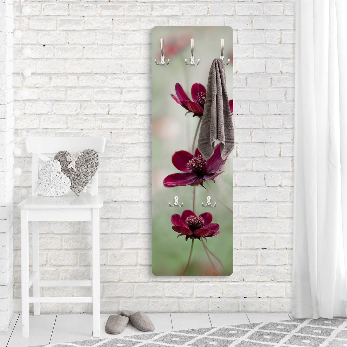 WANDGARDEROBE - Pinke Kosmeen 34/105 cm - Violett, Holzwerkstoff (34/105/1.6cm) - Bilderwelten