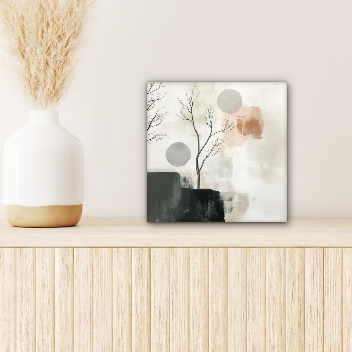 LEINWANDBILD Wabi sabi - Beige - Pflanze Deko Wohnzimmer 20x20 cm - Sandfarben, Textil (20/20cm) - MuchoWow