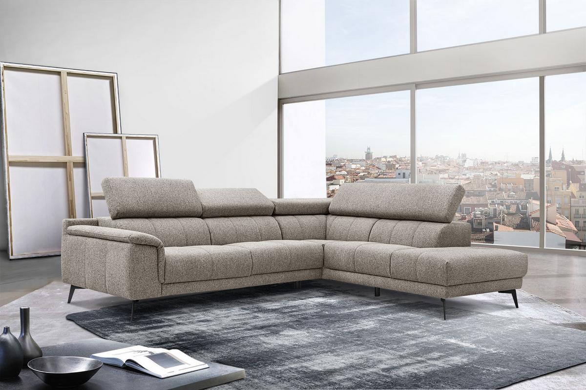 ECKSOFA FIERO 5-Sitzer, taupe - Taupe/Schwarz, Holzwerkstoff/Textil (290/228cm) - Wozimo